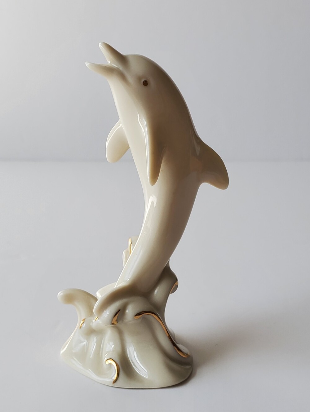 Lenox Ivory China Dolphin Figurine Gold Trim Handcrafted Vintage Decor 4"